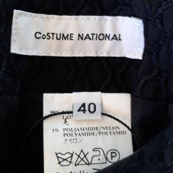 Costume National Italian Wool Honeycomb Textured A-line‎ Skirt Black Sz 4 - Picture 3 of 11